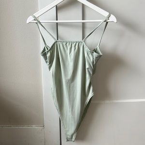 Boohoo Petite Ribbed Tie Back Bodysuit US 4